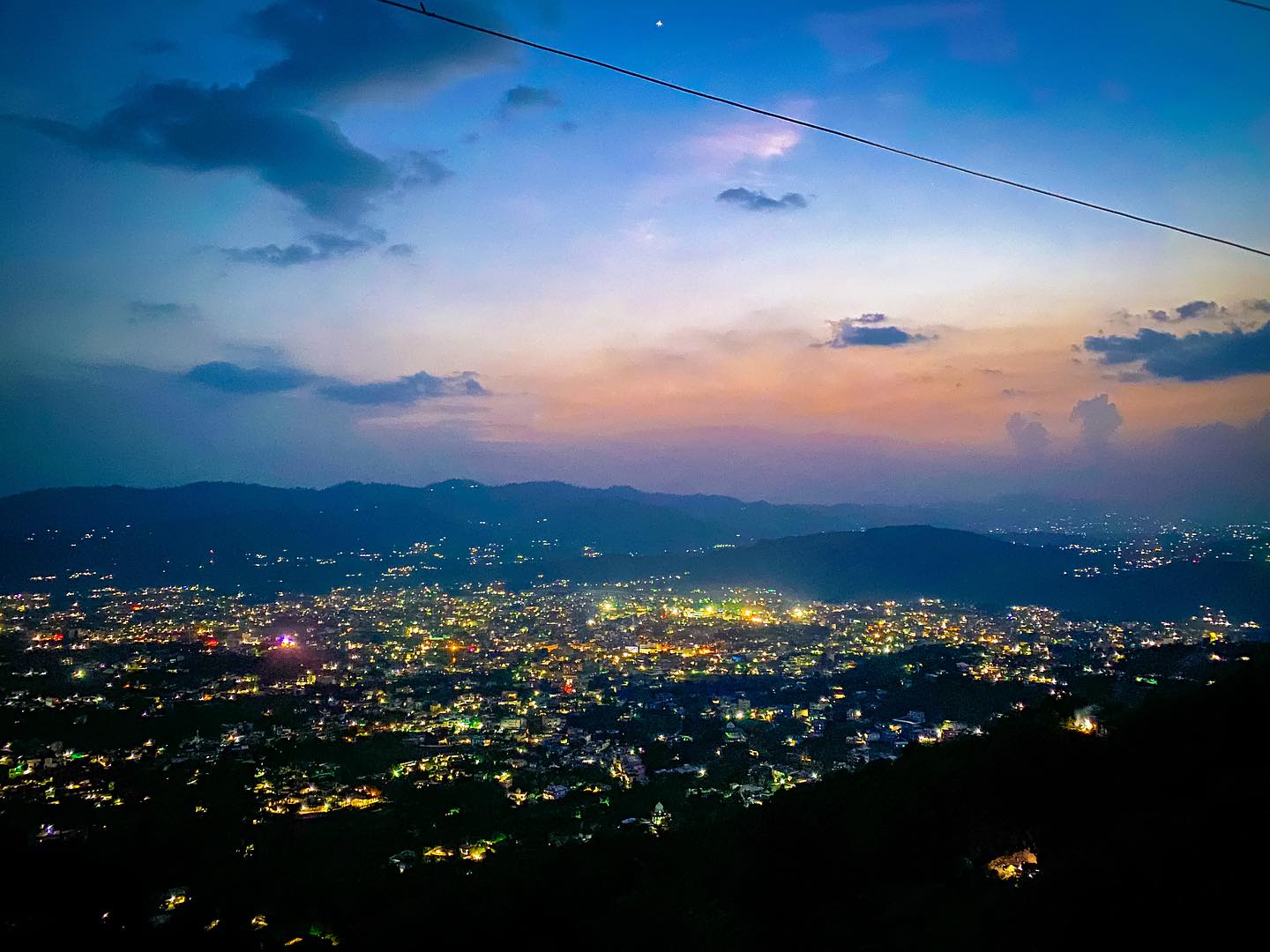 Kotli City after dark, seen from Sarda View Point